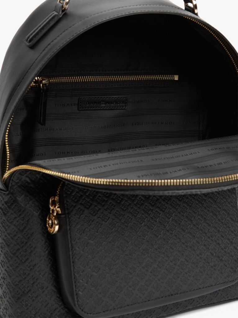 Black TH Monogram Debossed Dome Backpack  Women