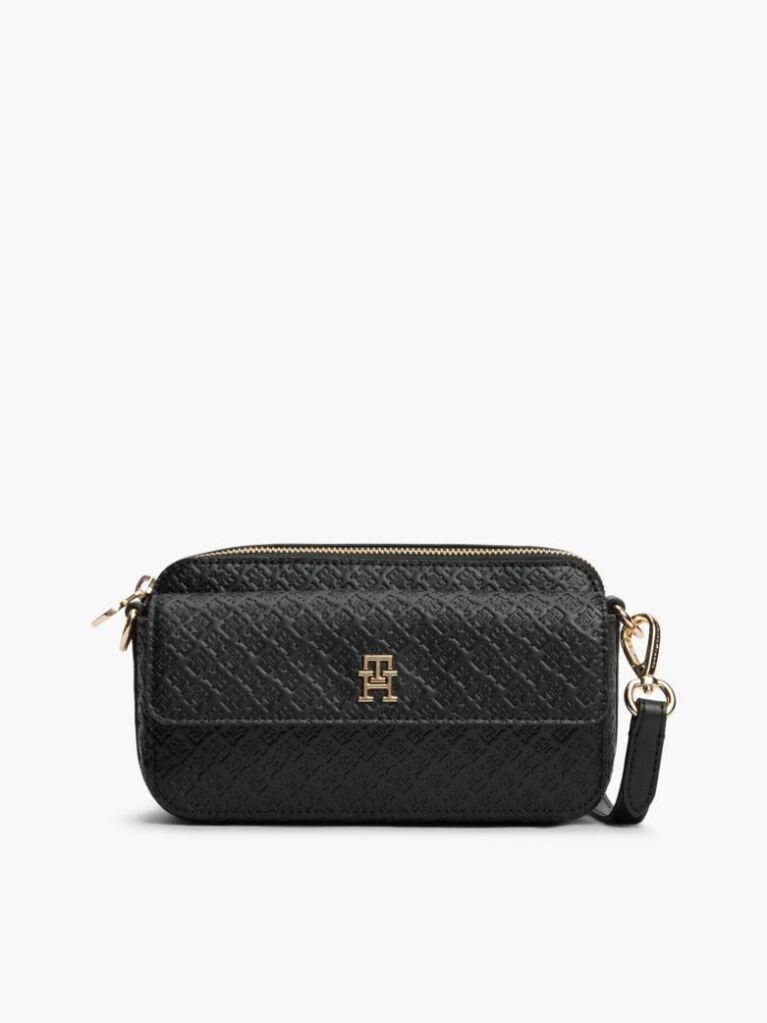 Black Hilfiger Icon Debossed Crossbody Camera Bag  Women