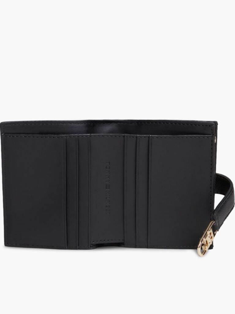 Black TH Monogram Plaque Bifold Wallet  Women
