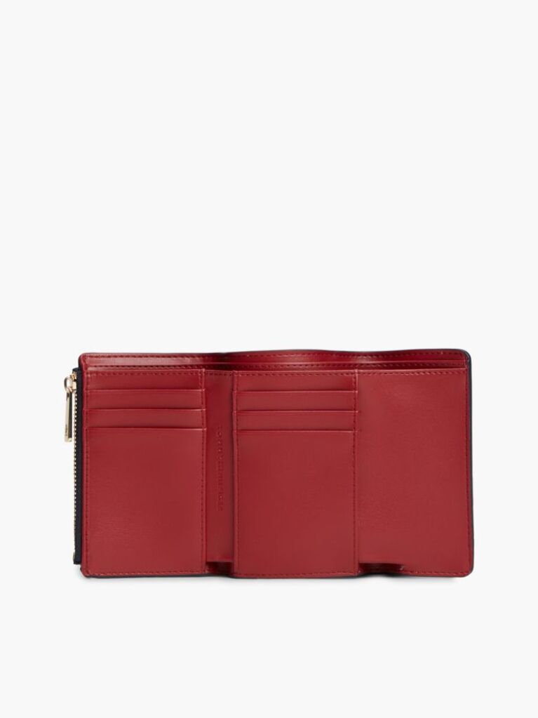 Blue Pebble Grain Buckle Trifold Wallet  Women