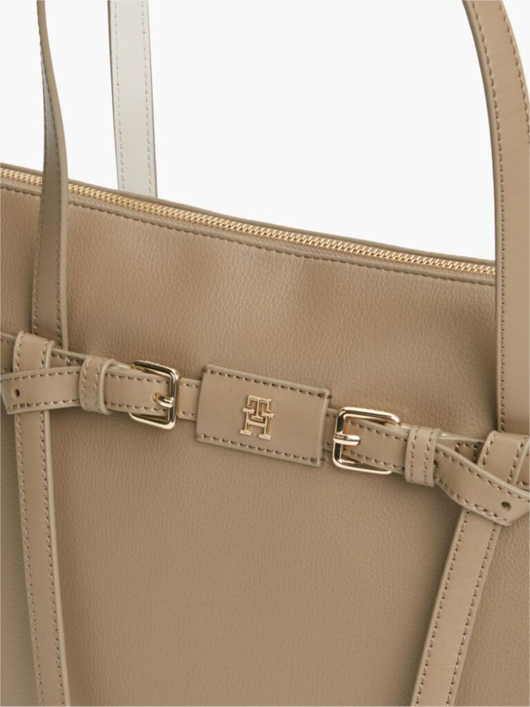 Beige Buckle Strap Tote Bag  Women