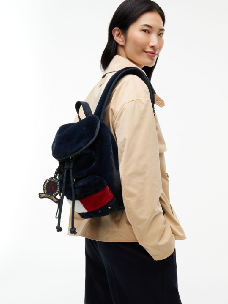 Blue Archive Logo Faux Fur Backpack  Women