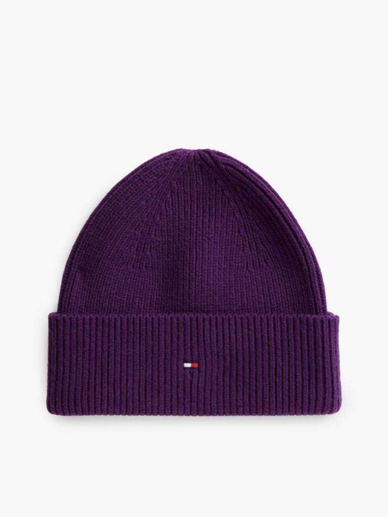 Purple Hilfiger Flag Embroidery Beanie With Wool  Women