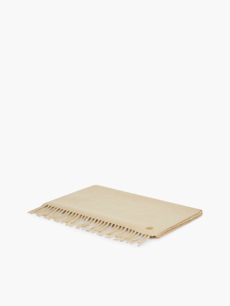 Beige Pure Cashmere TH Monogram Fringe Scarf  Women