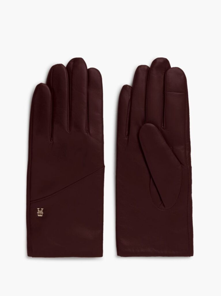 Red Chic TH Monogram Leather Gloves  Women