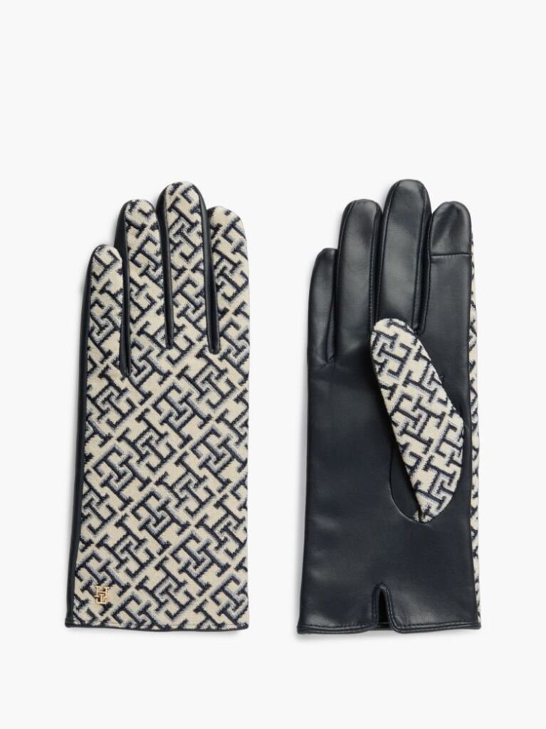 Μπλε TH Monogram Jacquard Δερμάτινα Γάντια  Γυναίκες