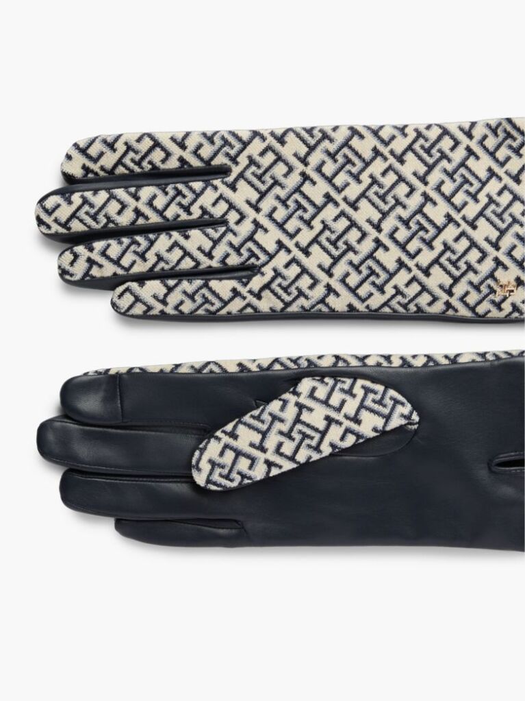 Μπλε TH Monogram Jacquard Δερμάτινα Γάντια  Γυναίκες