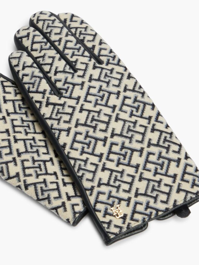 Μπλε TH Monogram Jacquard Δερμάτινα Γάντια  Γυναίκες