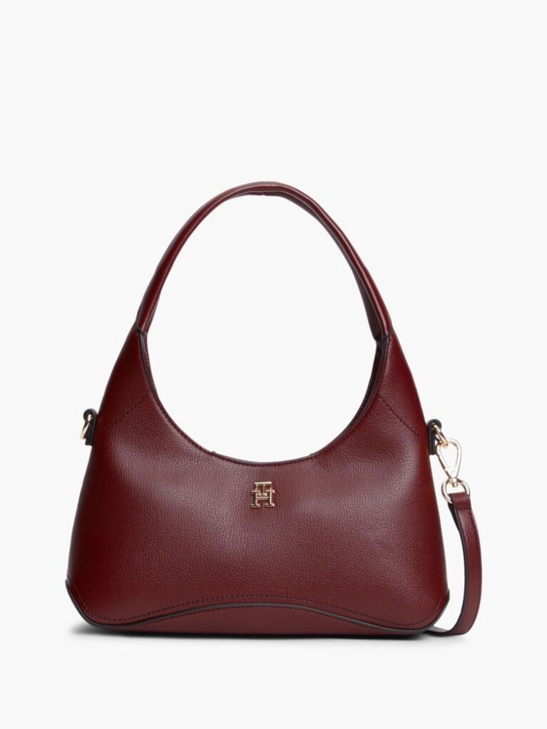 Red TH Monogram Plaque Crossbody Hobo Bag  Women