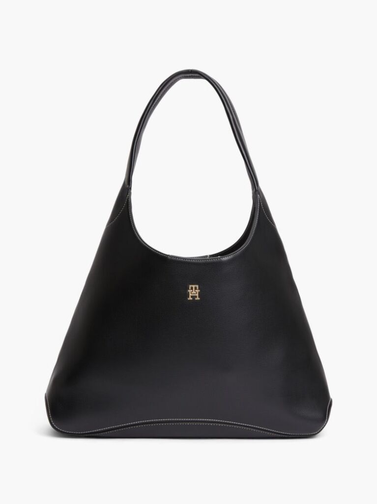 Black Zip Pocket TH Monogram Hobo Bag  Women