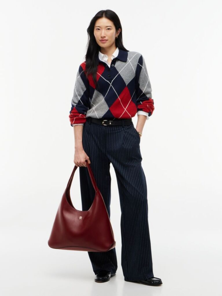 Red Zip Pocket TH Monogram Hobo Bag  Women