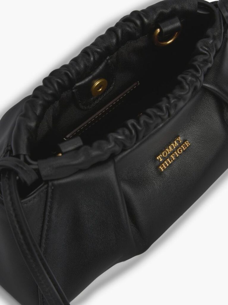 Black Soft Leather Logo Crossbody Bag  Women