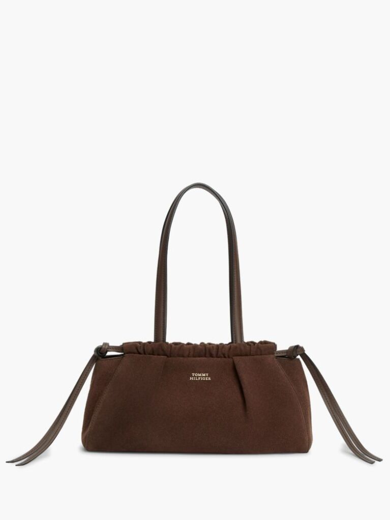 Brown Soft Suede Drawstring Shoulder Bag  Women
