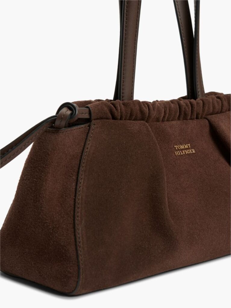 Brown Soft Suede Drawstring Shoulder Bag  Women