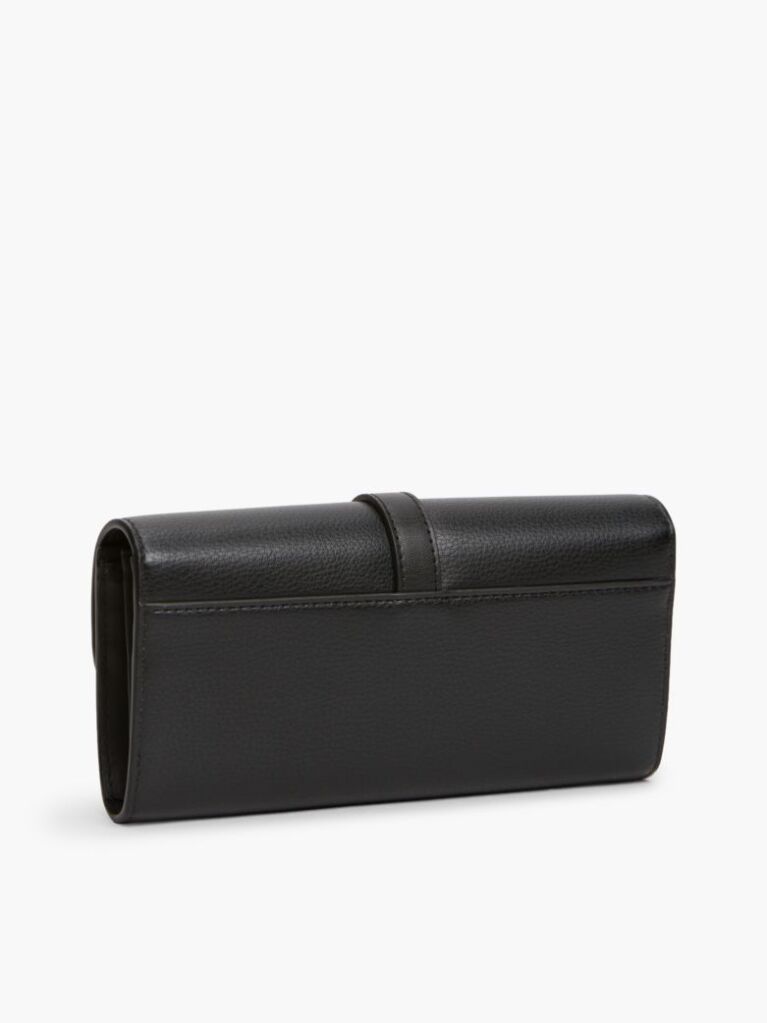 Black Buckle Flap Chain Strap Wallet  Women