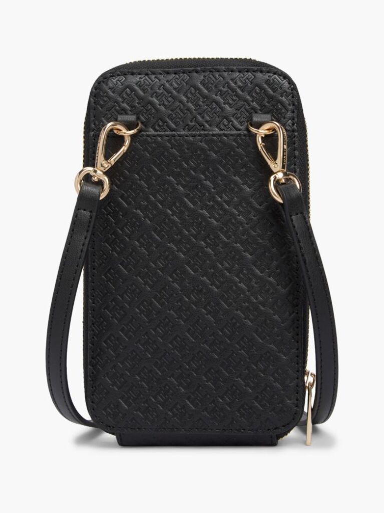 Black Hilfiger Icon Debossed Zip-Around Crossbody Pouch  Women