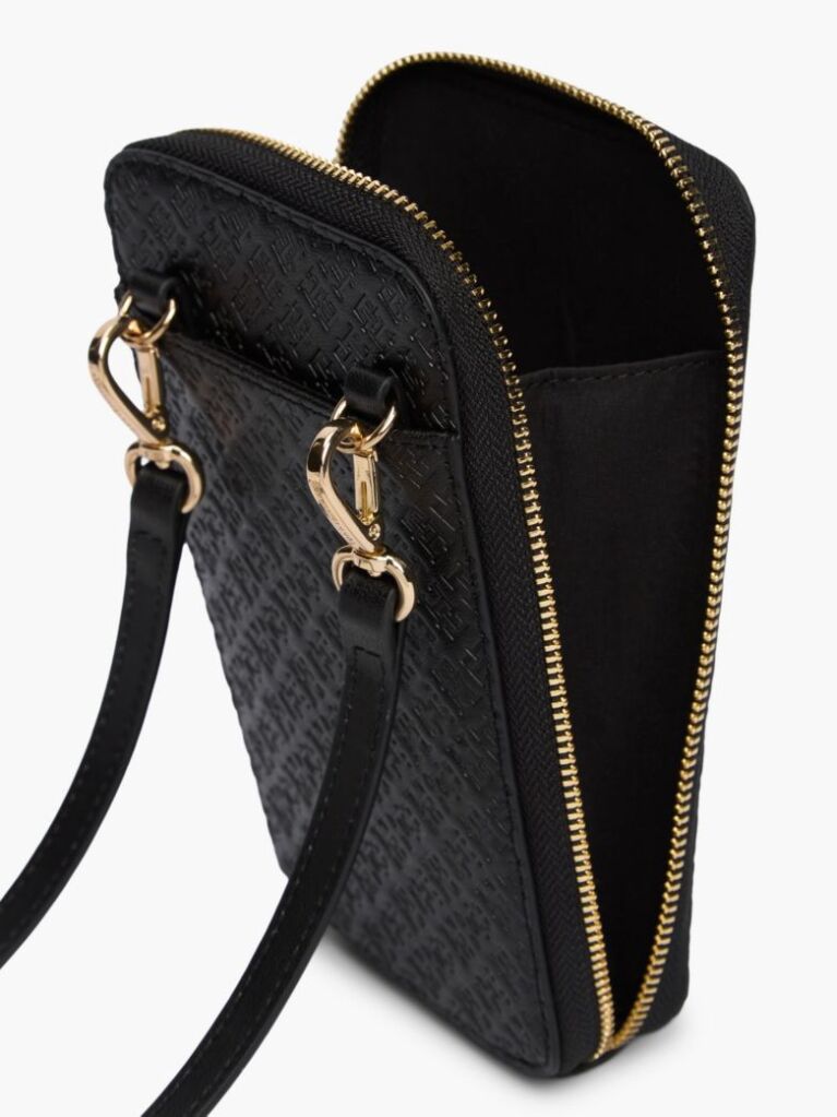 Black Hilfiger Icon Debossed Zip-Around Crossbody Pouch  Women