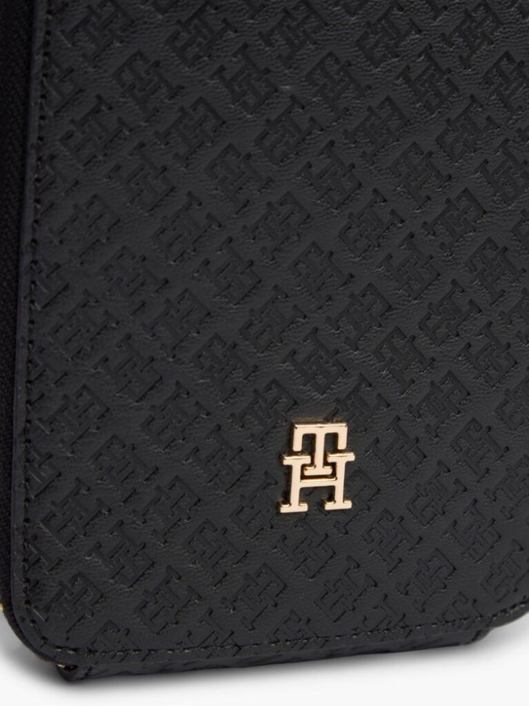 Black Hilfiger Icon Debossed Zip-Around Crossbody Pouch  Women