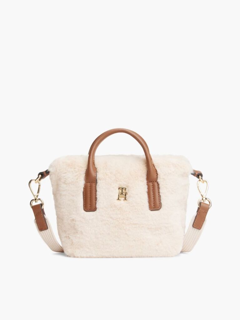 Μαύρο Τσάντα Χιαστί Tote Με Συνθετική Γούνα  Γυναίκες