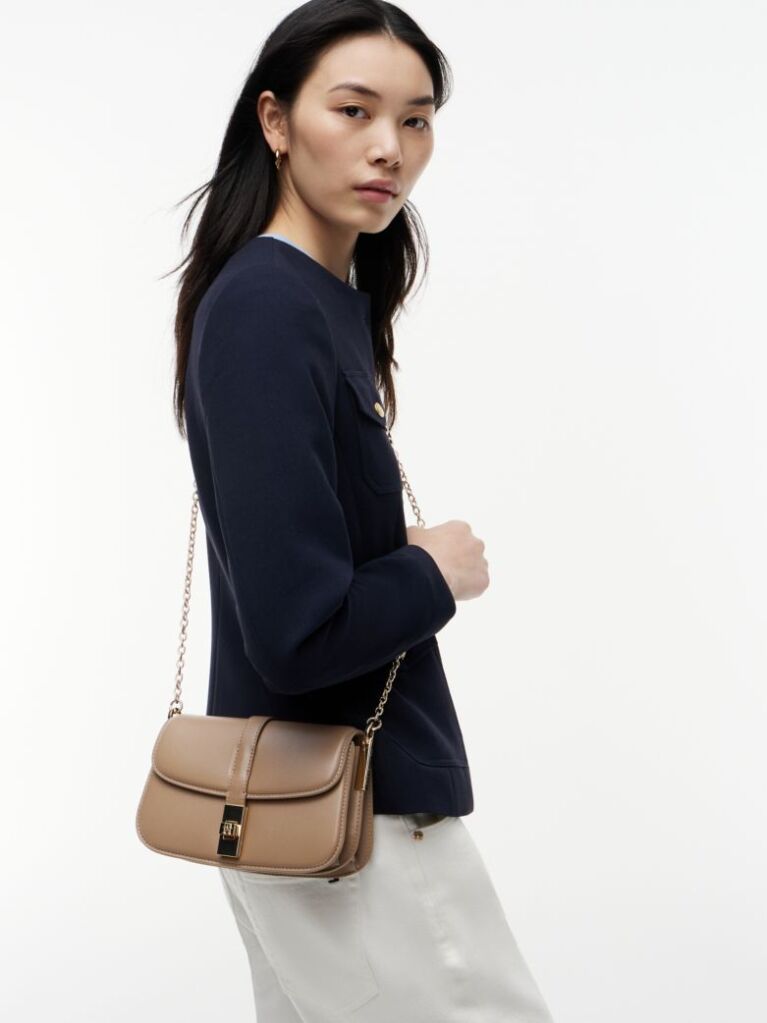 Beige Heritage TH Monogram Chain Crossbody Bag  Women