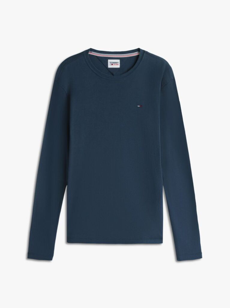 Black Long Sleeved Ribbed Organic Cotton T-Shirt.  Men