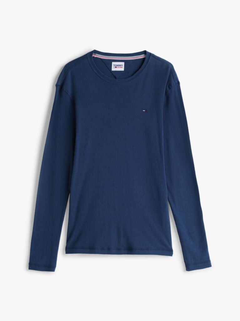 Black Long Sleeved Ribbed Organic Cotton T-Shirt.  Men