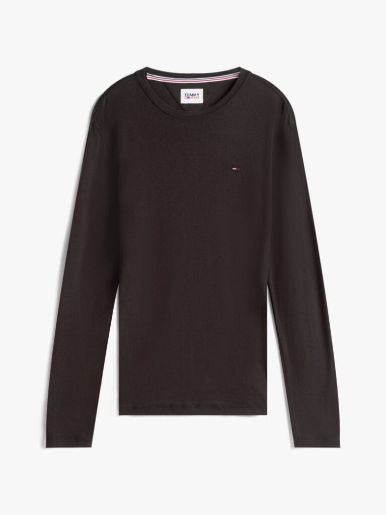Black Long Sleeved Ribbed Organic Cotton T-Shirt.  Men