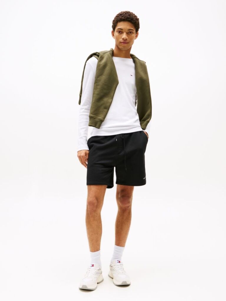 White Long Sleeved Ribbed Organic Cotton T-Shirt.  Men