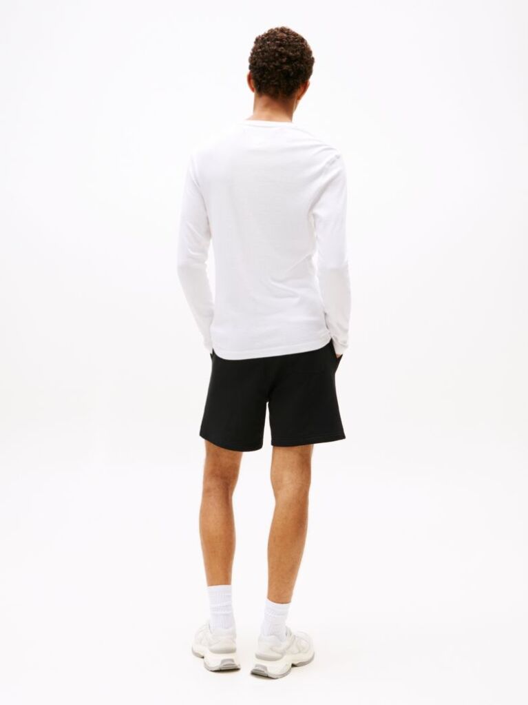 White Long Sleeved Ribbed Organic Cotton T-Shirt.  Men