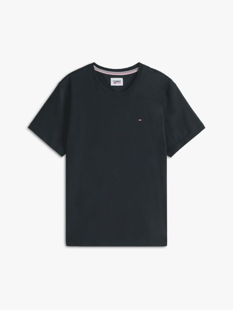 Μαύρο T-Shirt Σε Κανονική Γραμμή Με Κλασική Λαιμόκοψη  Άνδρες