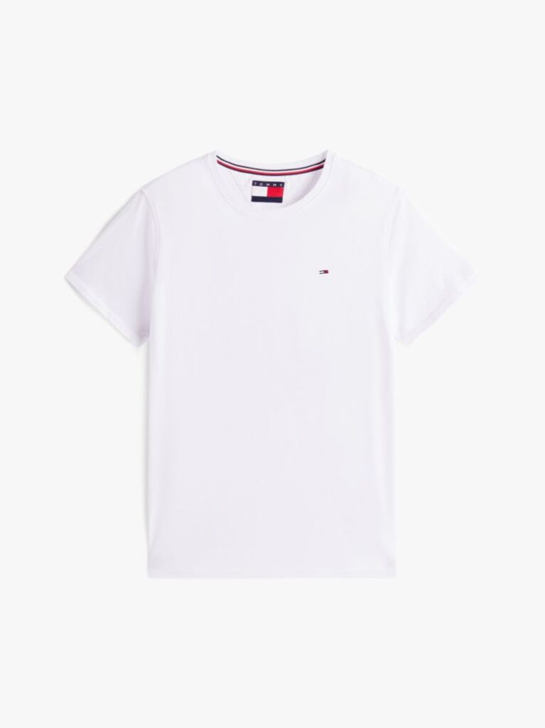 Άσπρο T-Shirt Σε Κανονική Γραμμή Με Κλασική Λαιμόκοψη  Άνδρες