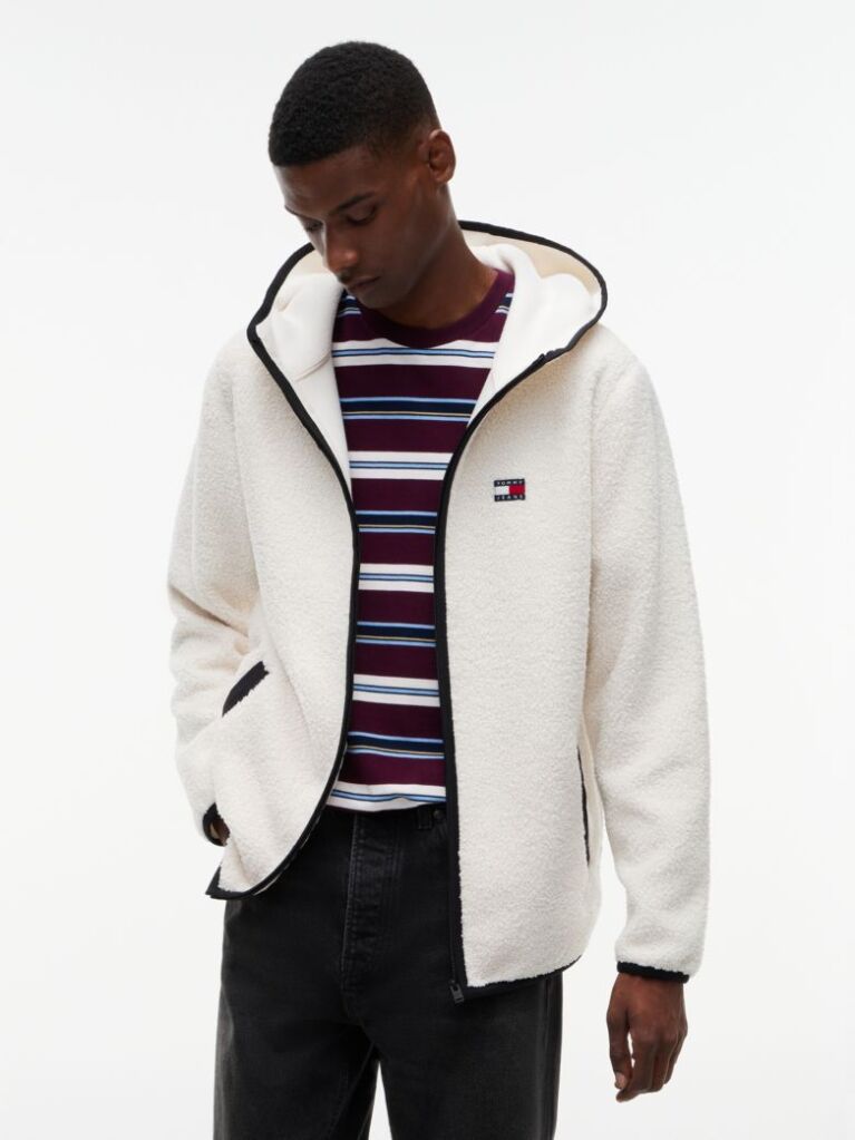 Μπεζ Teddy Hoody Με Φερμουάρ  Άνδρες