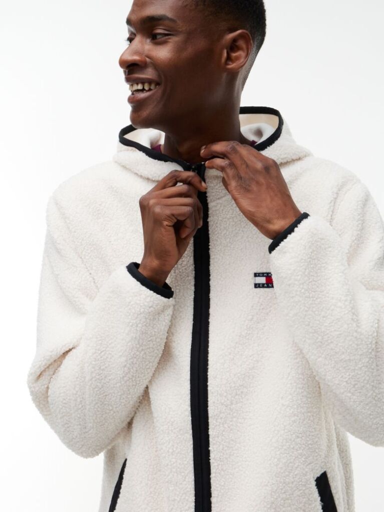 Μπεζ Teddy Hoody Με Φερμουάρ  Άνδρες