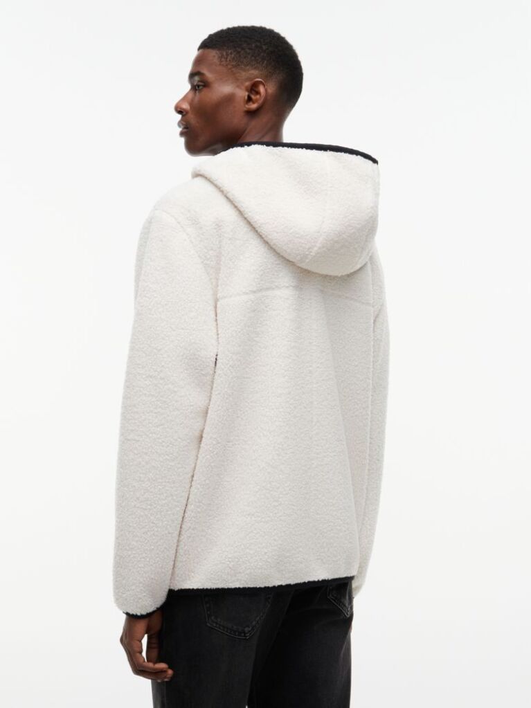 Μπεζ Teddy Hoody Με Φερμουάρ  Άνδρες