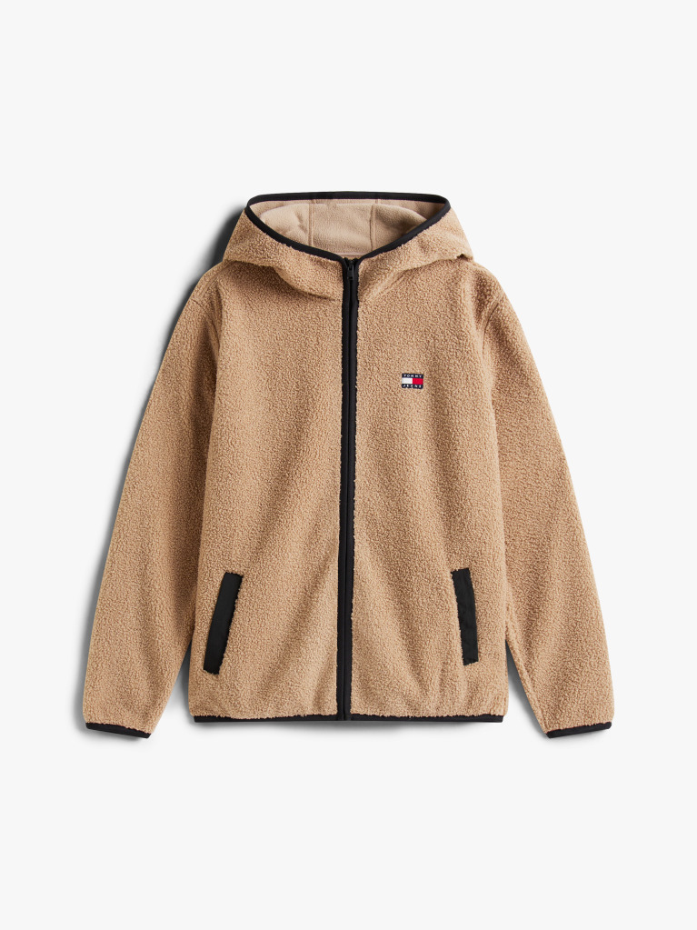 Beige Teddy Zip-Thru Hoody  Men