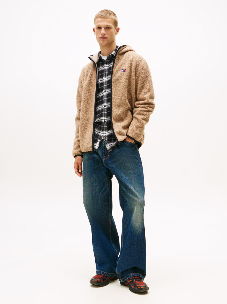 Beige Teddy Zip-Thru Hoody  Men