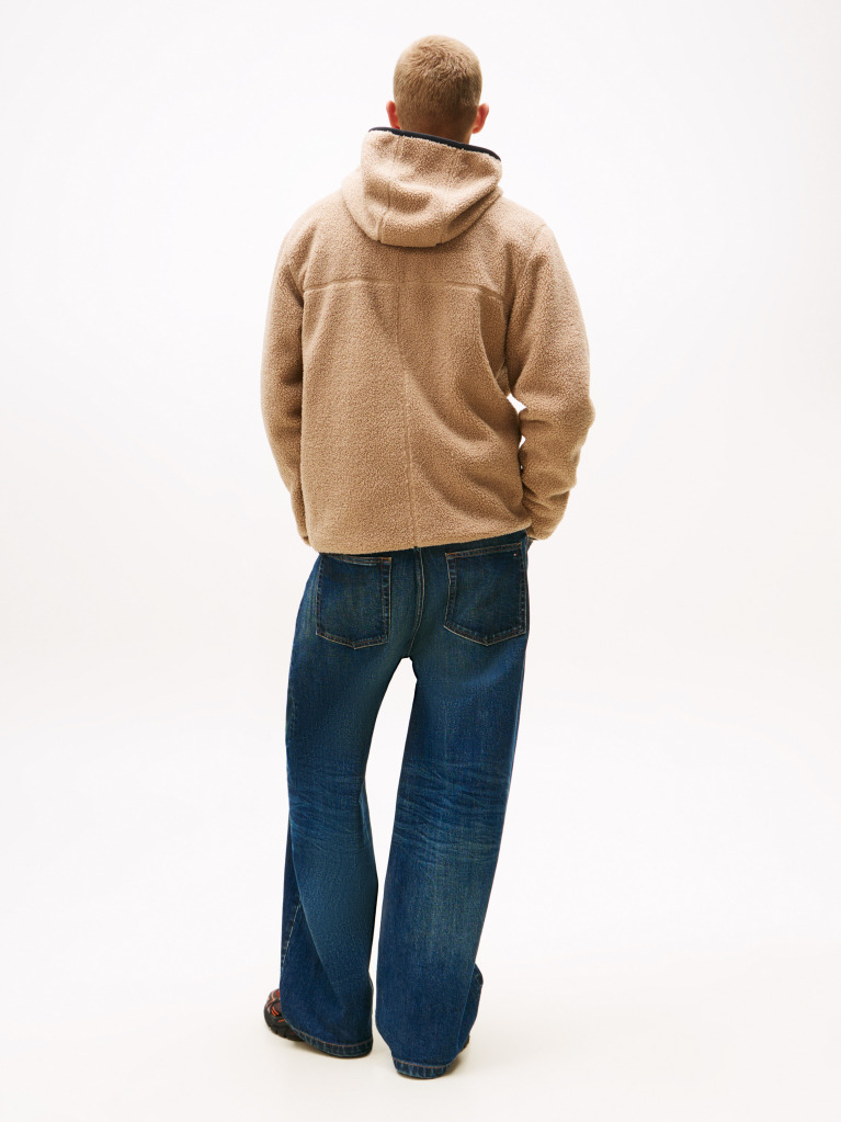Beige Teddy Zip-Thru Hoody  Men