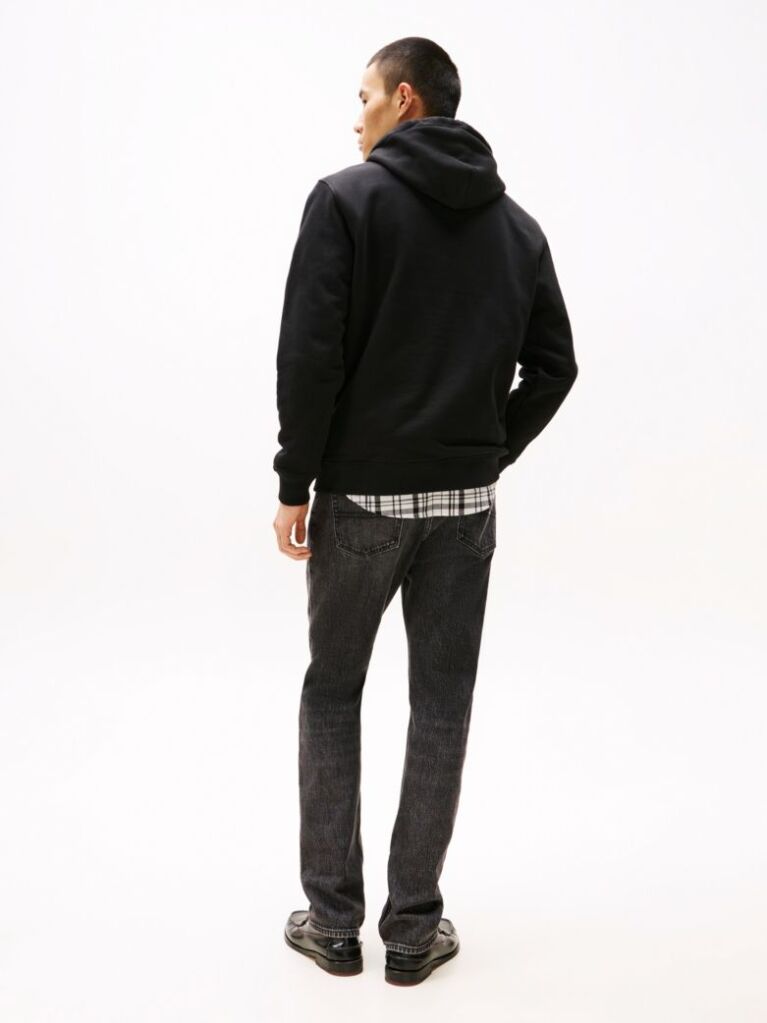 Black Tommy Badge Drawstring Hoody  Men
