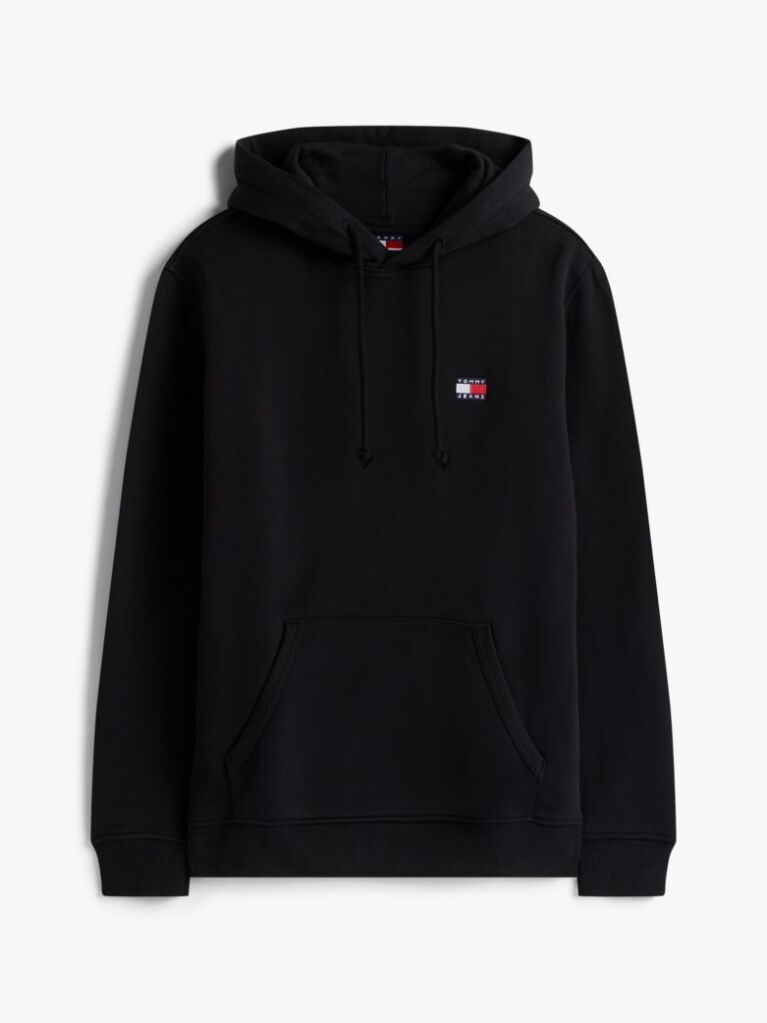 Black Tommy Badge Drawstring Hoody  Men