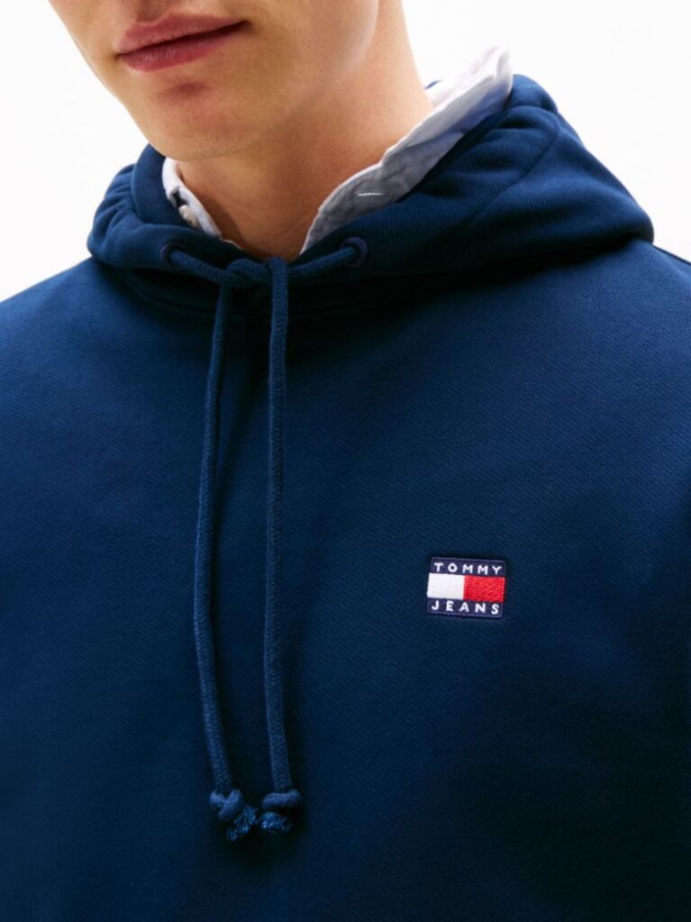 Blue Tommy Badge Drawstring Hoody  Men