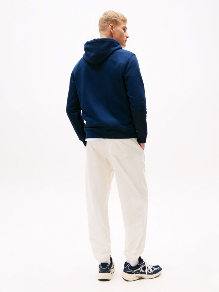 Blue Tommy Badge Drawstring Hoody  Men