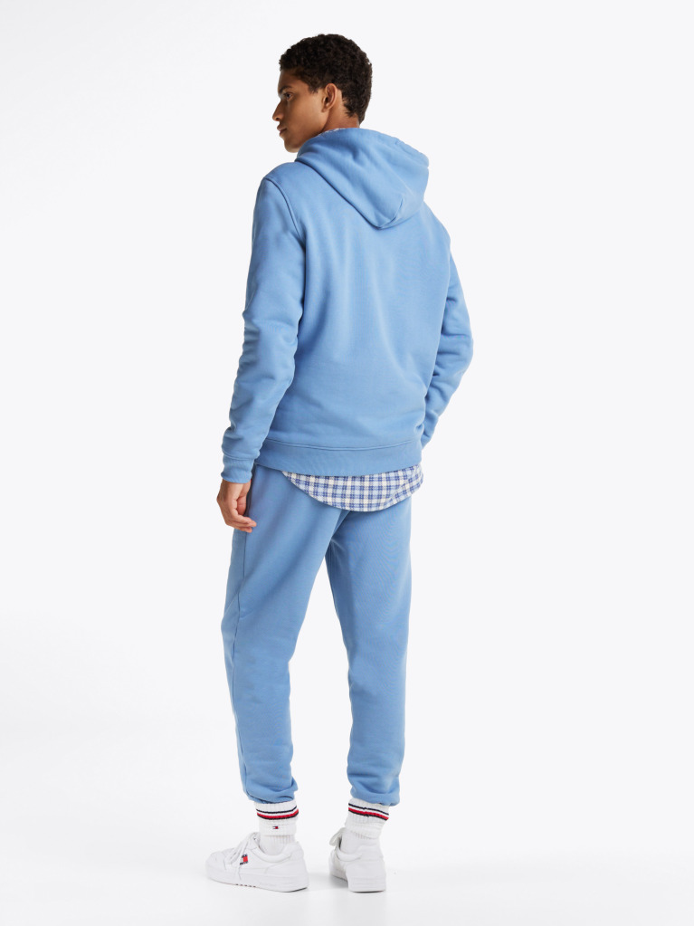Blue Tommy Badge Drawstring Hoody  Men