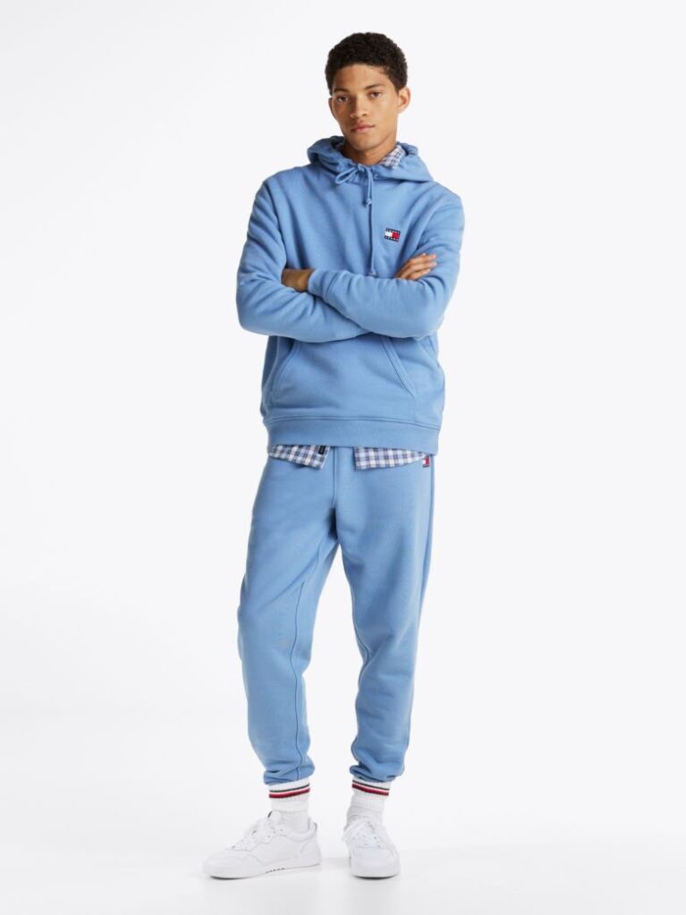 Blue Tommy Badge Drawstring Hoody  Men