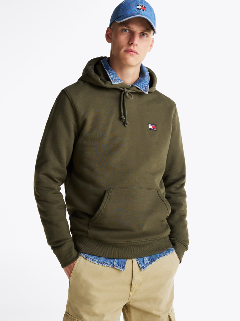 Green Tommy Badge Drawstring Hoody  Men