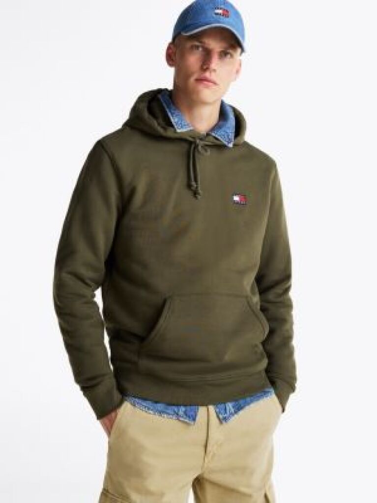 Green Tommy Badge Drawstring Hoody  Men