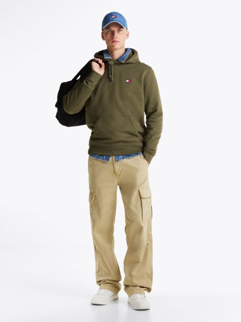 Green Tommy Badge Drawstring Hoody  Men