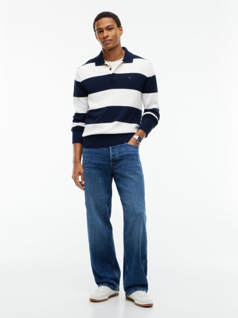 Multi Tommy Flag Slim Polo Jumper  Men