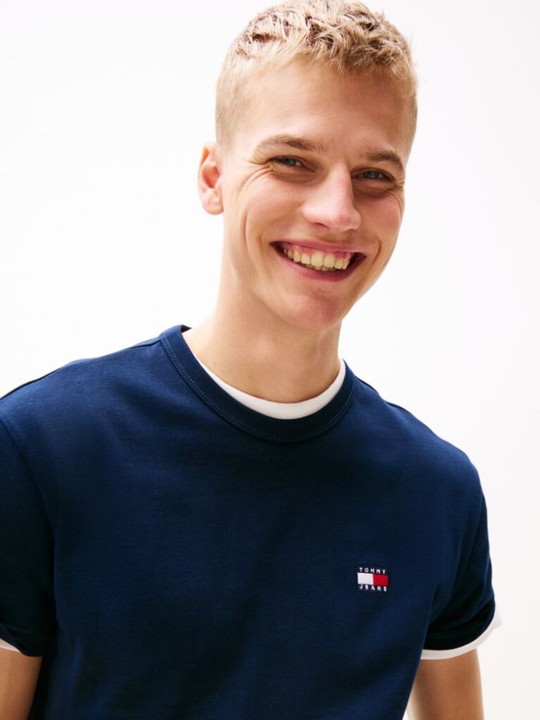 Blue Tommy Badge Crew Neck T-Shirt  Men