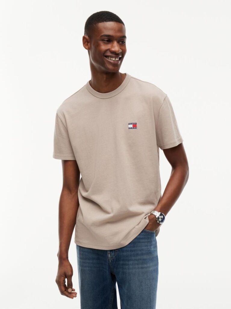 Brown Tommy Badge Crew Neck T-Shirt  Men