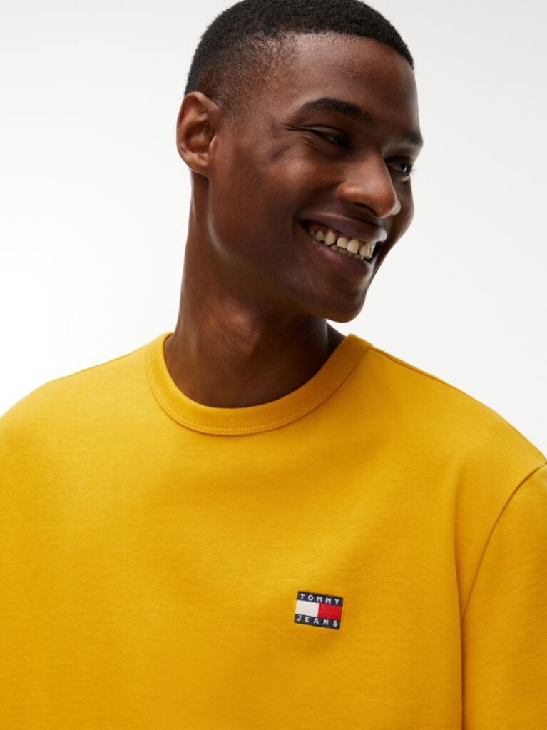 Yellow Tommy Badge Crew Neck T-Shirt  Men